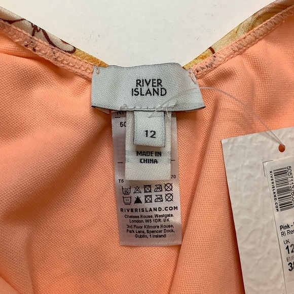RIVER ISLAND Vibrant Pink/Orange Floral One-Piece Swimsuit Size 8 - Picture 8 of 14